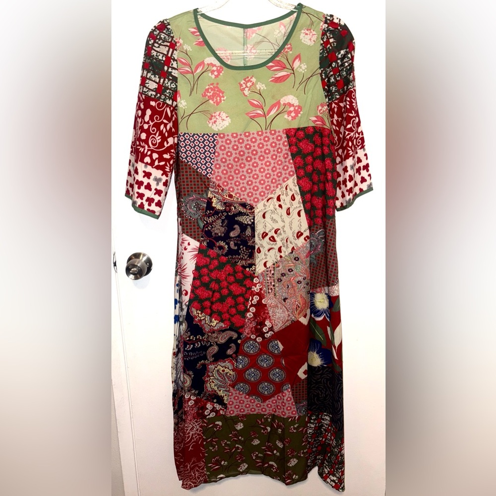 Vintage Boho Fairy Patchwork Printed Maxi Dress